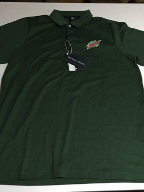 Mountain Dew Mens Large Green Polo Shirt NWT